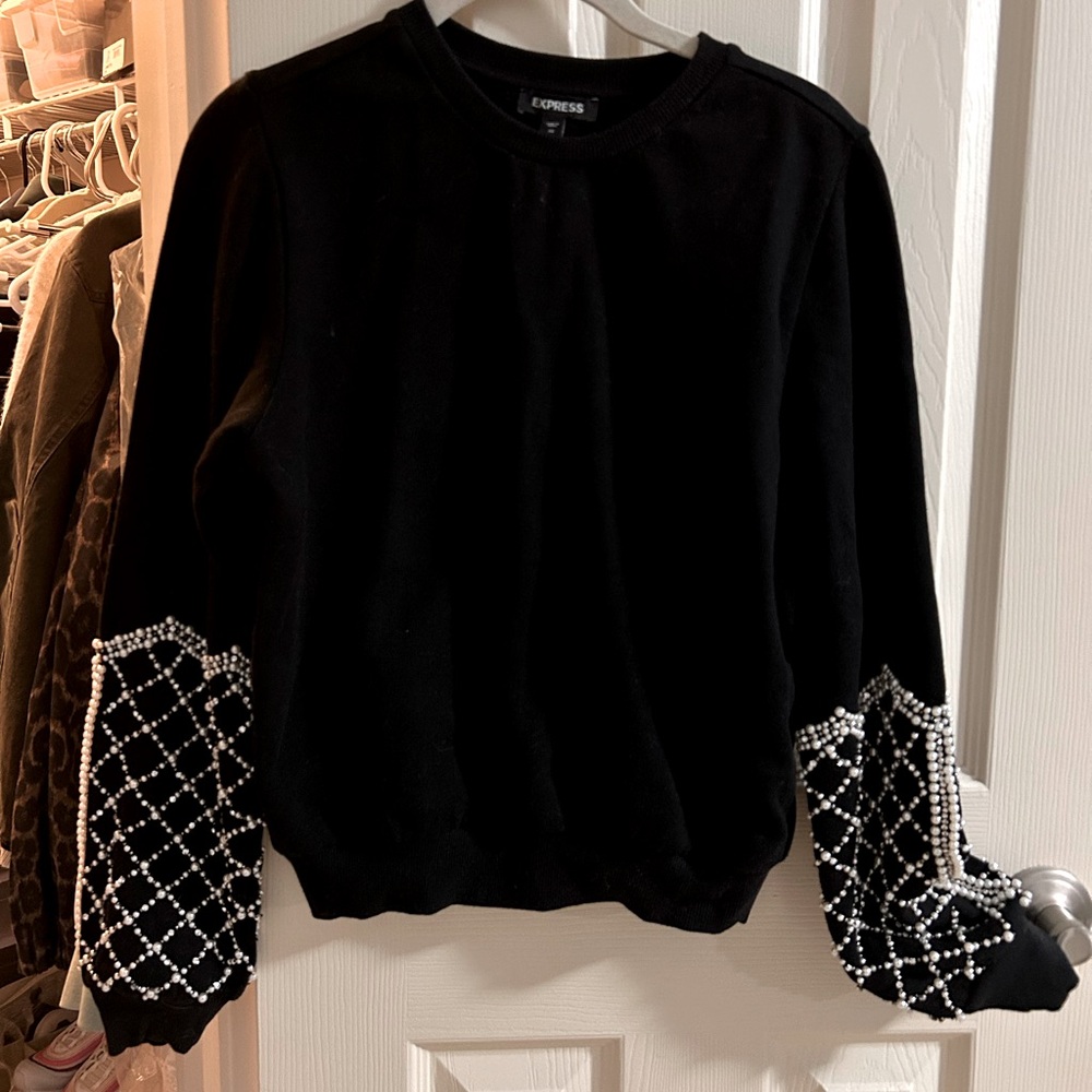 Express embellished sleeve sweatshirt. Size XS